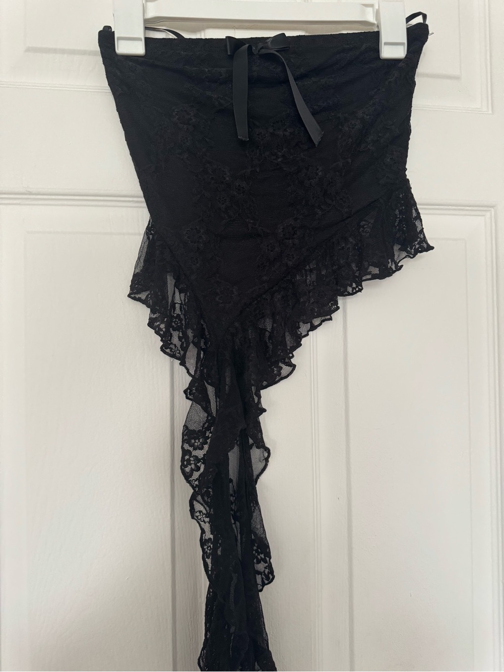 Y2k Black Lace Asymmetrical Women's tube top